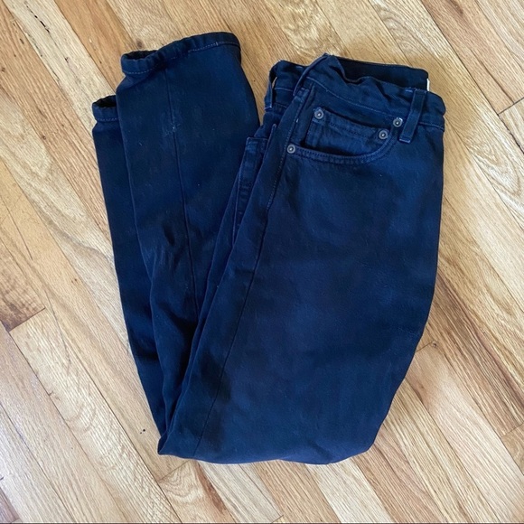 Re/Done Black High Waist Ankle Crop Distressed Jeans - Picture 7 of 10